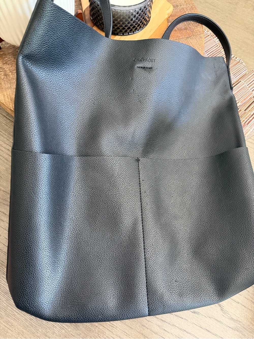 Black Leather Tote Bag -  women’s shoulder tote